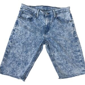 Levis 505 Y2K Acid Wash Denim Shorts Mens 30 Skater Baggy Raw Hem